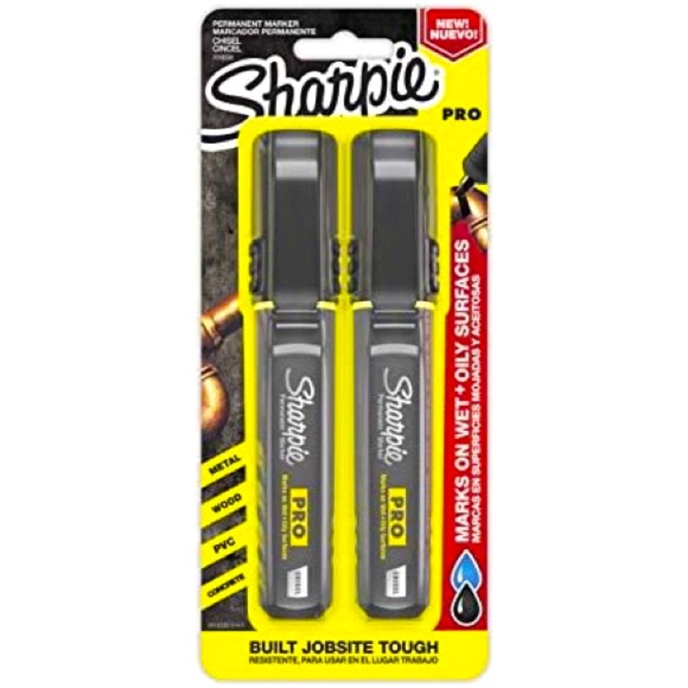Sharpie PRO Permanent Marker, Medium, Chisel Tip, Black, 2-Count NEW!!